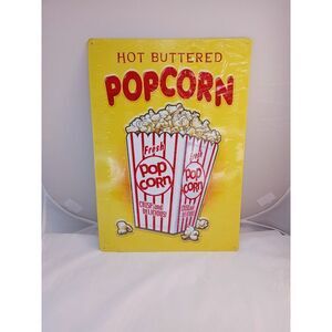 " HOT BUTTERED POPCORN "  CONCESSION STAND  Retro Nostalgia ‎ 8" x 12" TIN Sign